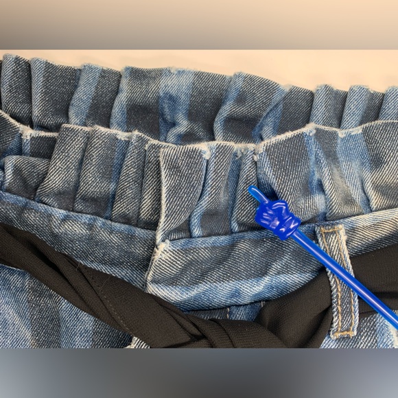 One Teaspoon Drop Crotch Jeans with Fringe Belt and Leather Pocket - Picture 14 of 15